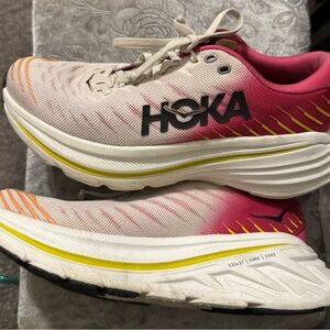 Hoka One One Women's Pink and Yellow Athletic Shoes